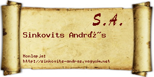 Sinkovits András névjegykártya